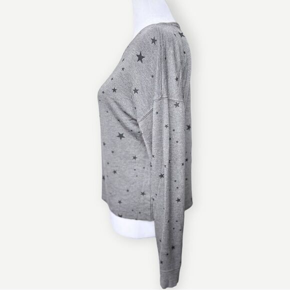 Thread & Supply Aliza Dark Gray Star Print Relaxed Fit Pullover Sweatshirt. XS. - Picture 3 of 8
